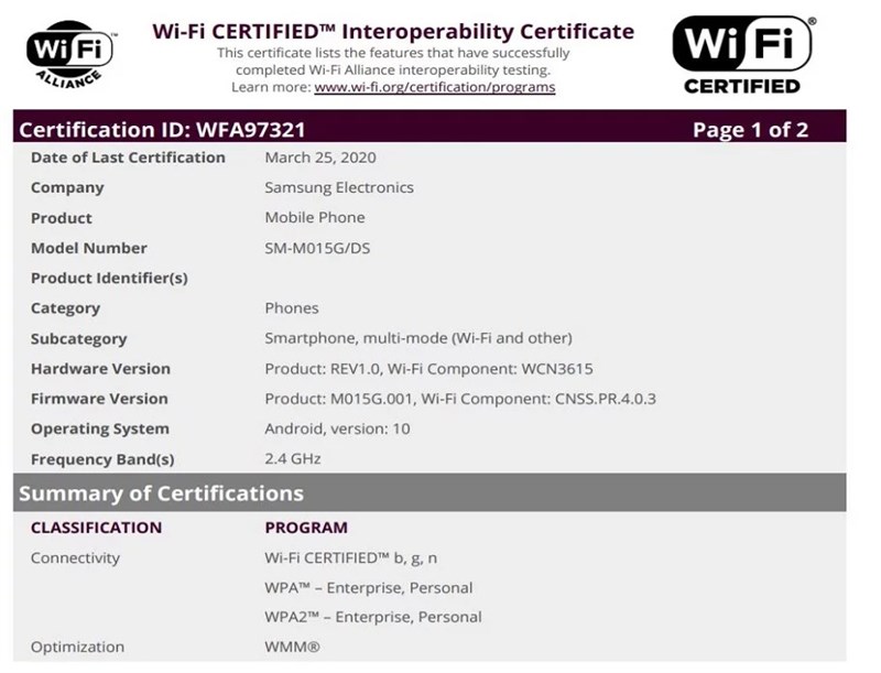 Ai muốn mua smartphone Samsung giá rẻ thì chuẩn bị đi, Galaxy M01 vừa đạt chứng nhận quan trọng, chip 8 nhân và chạy Android 10