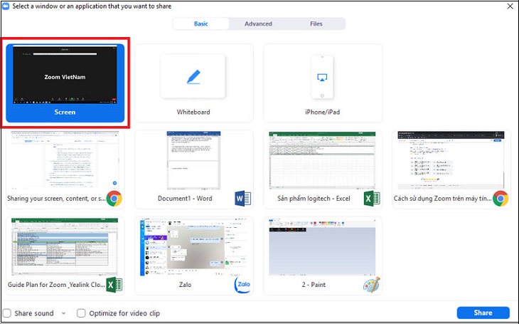Lỗi Zoom không chia sẻ được màn hình