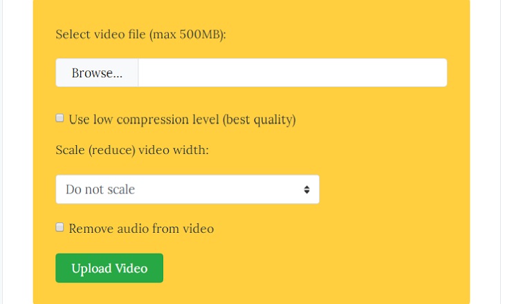 5 cách làm giảm dung lượng video mà vẫn giữ chất lượng đơn giản > Nền tảng VideoSmaller (Web)