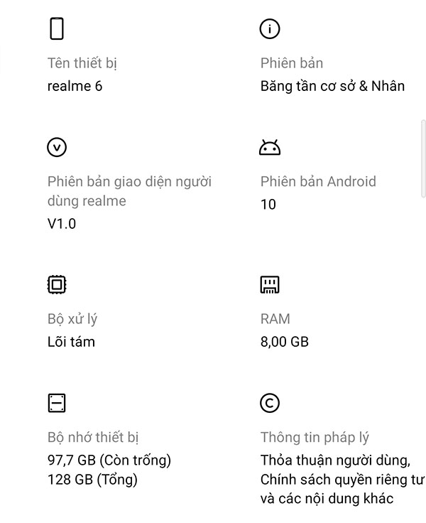 cấu hình của Realme 6