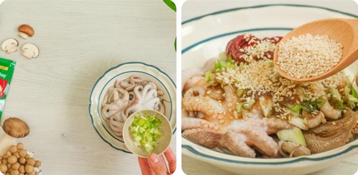 Ướp gia vị cho bạch tuộc