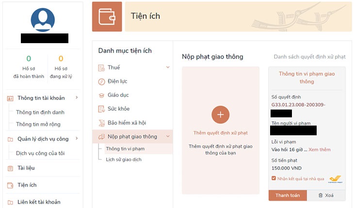 Cách tra cứu và nộp phạt vi phạm giao thông online, nhận giấy tại nhà