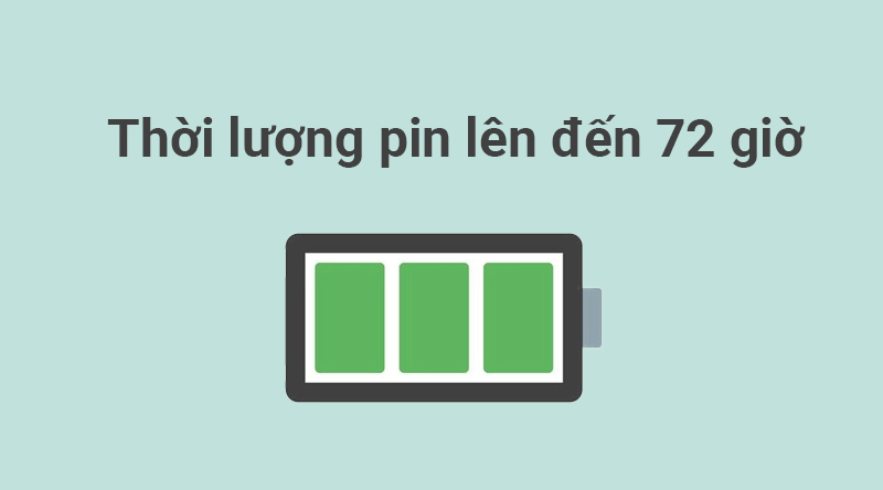 Thời lượng pin lên đến 72 giờ