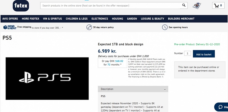 Giá bán của Sony PlayStation 5 vô tình bị lộ trên một website bán hàng của Đan Mạch Giá bán của Sony PlayStation 5 vô tình bị lộ trên một website bán hàng của Đan Mạch