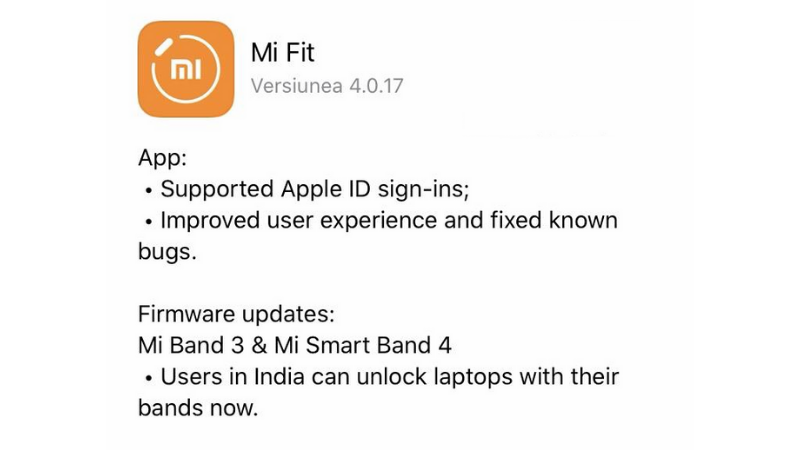 Xiaomi Mi Fit phiên bản 4.0.17 Xiaomi Mi Fit phiên bản 4.0.17