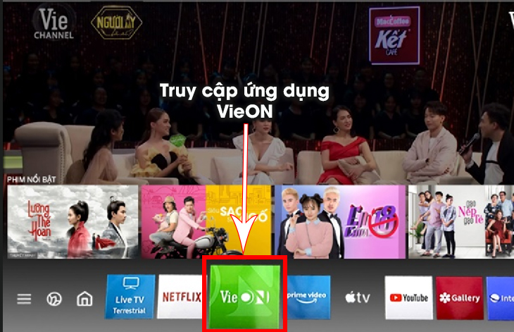 Truy cập ứng dụng VieON