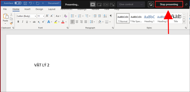 Để dừng chia sẻ, bạn chọn Stop presenting. Những màn hình chia sẻ khác chúng ta thực hiện tương tự.