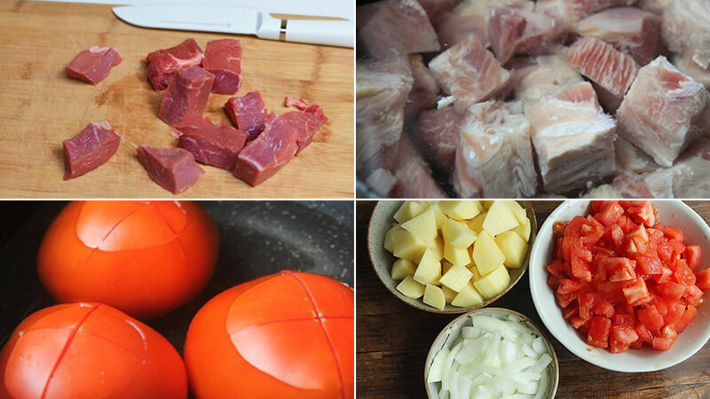 How to make beef braised with potatoes, strange tomatoes for weekend lunch
