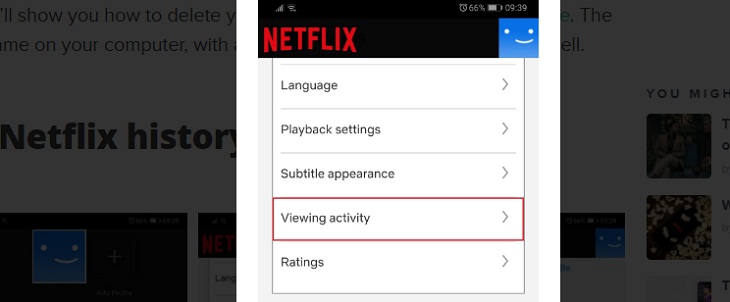 Hướng dẫn cách thay đổi mật khẩu Netflix đơn giản nhất > nhấn vào Viewing activity