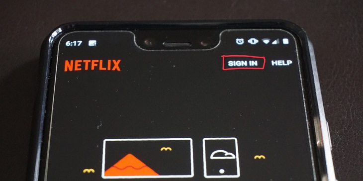 Open the Netflix app on Android phone and select Sign In at the top right.