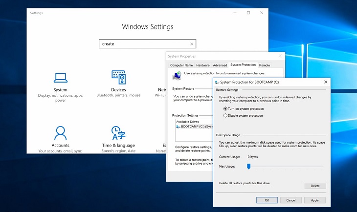 Windows Registry là gì? Lưu ý và cách sử dụng Windows Registry trên máy tính > Tạo một điểm phục hồi bằng Windows Restore. 