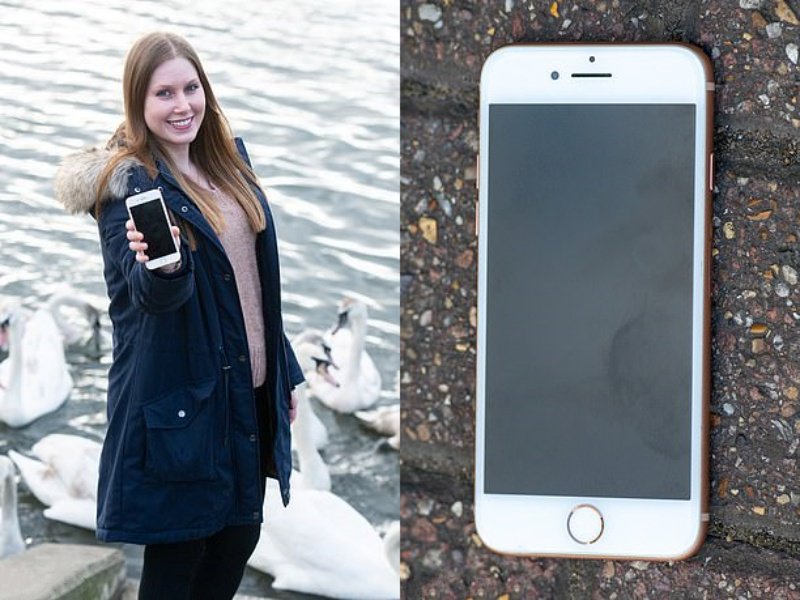 Thayse rất vui khi vớt được chiếc iPhone 8 của mình dưới sông Thayse rất vui khi vớt được chiếc iPhone 8 của mình dưới sông