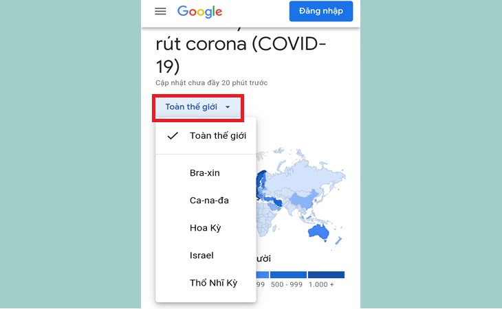 Cách xem số ca mới và bản đồ vi-rút corona (COVID-19) ngay trên google