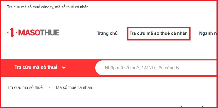 Bước 1: Truy cập vào trang web Mã số thuế