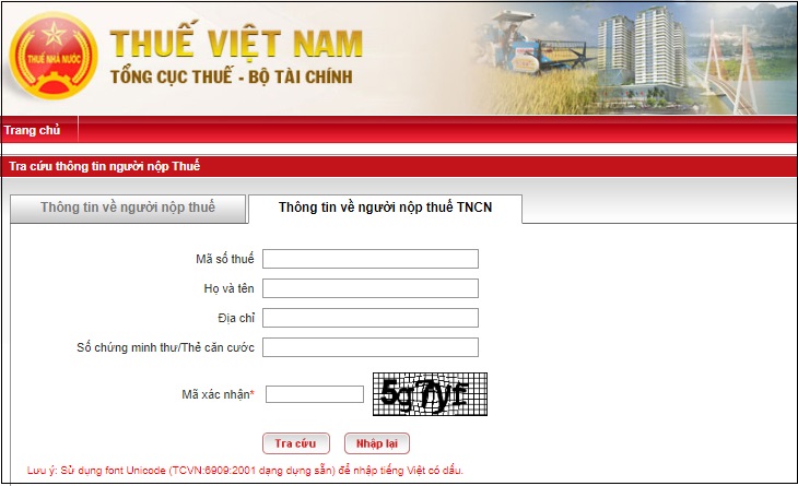 Bước 1: Truy cập vào trang web Thuế Việt Nam