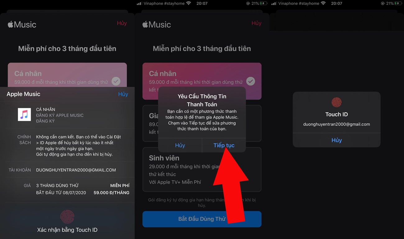 Hướng dẫn cách đăng ký Apple Music miễn phí trong 3 tháng cực dễ > xác nhận gói đăng ký