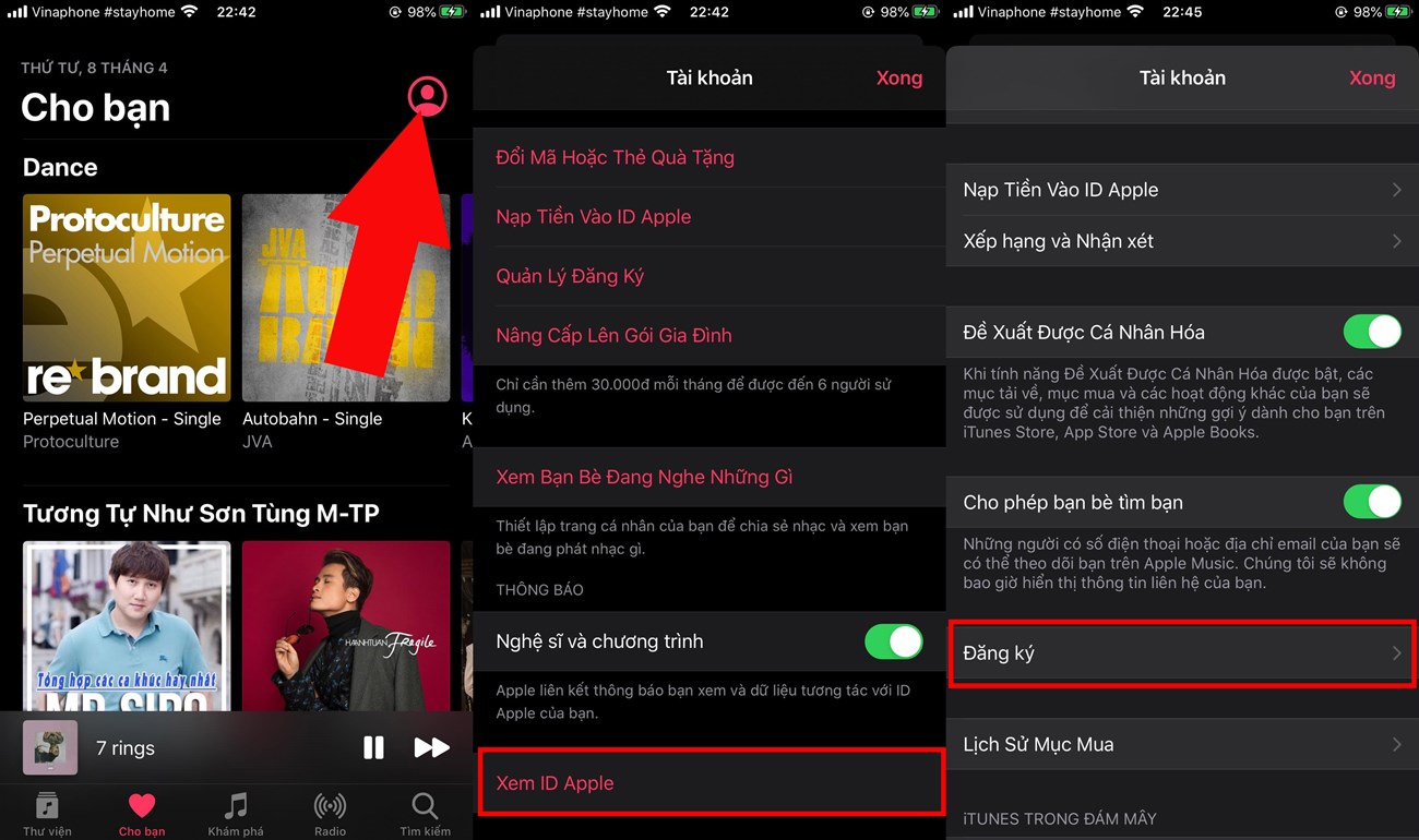 hủy đăng ký apple music