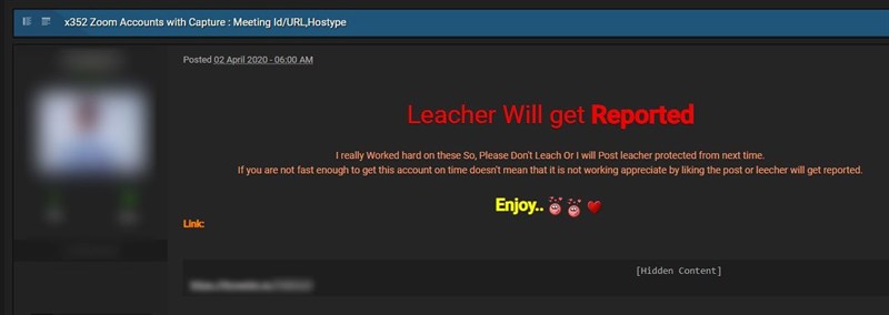 Các tài khoản Zoom miễn phí được đăng trên các diễn đàn hacker để giúp tăng thêm danh tiếng trong cộng đồng tin tặc Các tài khoản Zoom miễn phí được đăng trên các diễn đàn hacker để giúp tăng thêm danh tiếng trong cộng đồng tin tặc