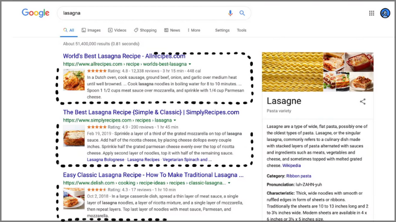 Trang web chứa những thông tin phù hợp nhất sẽ xuất hiện trên đầu