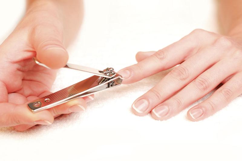 Trim the broken nail and outer cuticle layer.