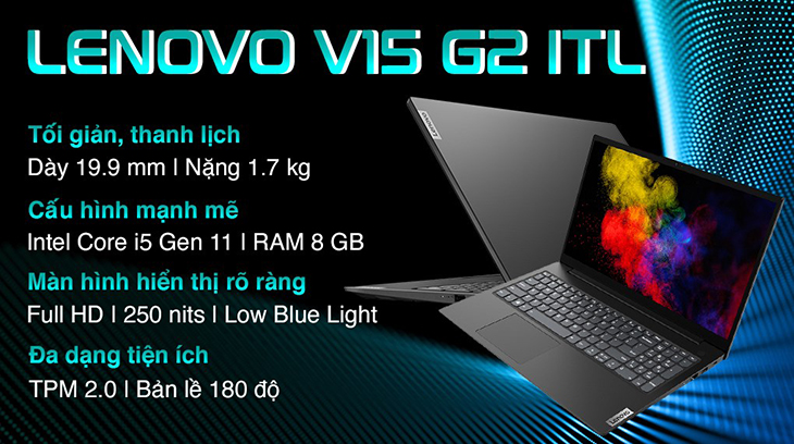 Laptop Lenovo V15 G2 ITL i5 1135G7 có bản lề gập 180 độ