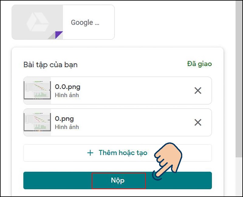 Nhấn Nộp để nộp bài