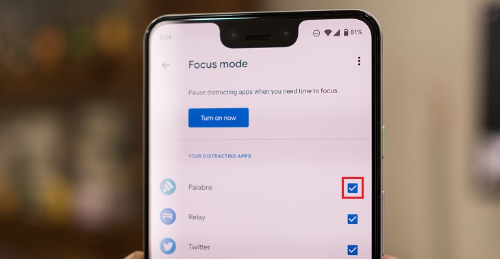 Cách sử dụng chế độ Focus mode trên Android để tập trung làm việc > Đánh dấu tích để thêm vào và bỏ dấu tích để xóa ứng dụng