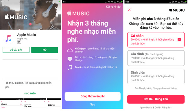 Cách cài đặt và sử dụng Apple Music trên điện thoại Android > Tải ứng dụng