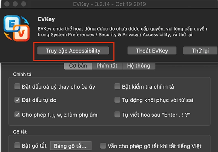 Cách khắc phục lỗi mất chữ, nhảy ký tự khi gõ tiếng Việt trên MacBook đơn giản, nhanh chóng > Bạn nhấp vào Truy cập Accessibility.