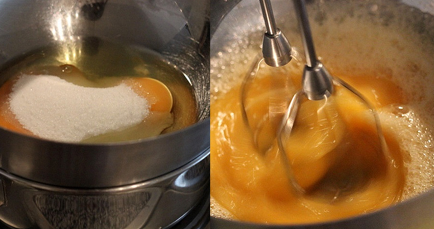 Bước 1 Đánh bông trứng Bánh bông lan Phú Sĩ