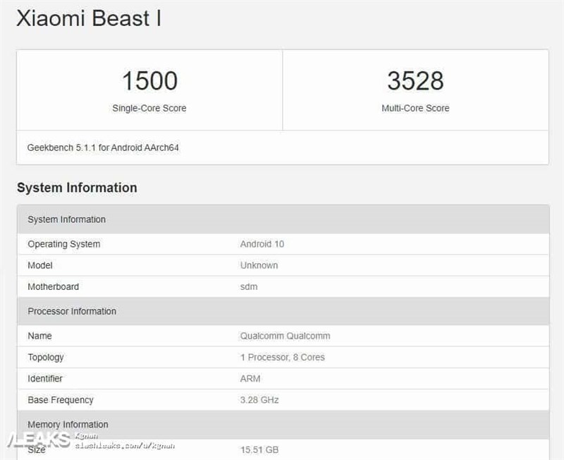 Xiaomi Mi MIX 4 xuất hiện trên dữ liệu của Geekbench 5.1.1