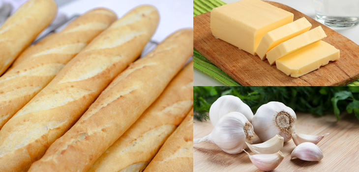 Nguyên liệu món ăn bánh mì bơ tỏi