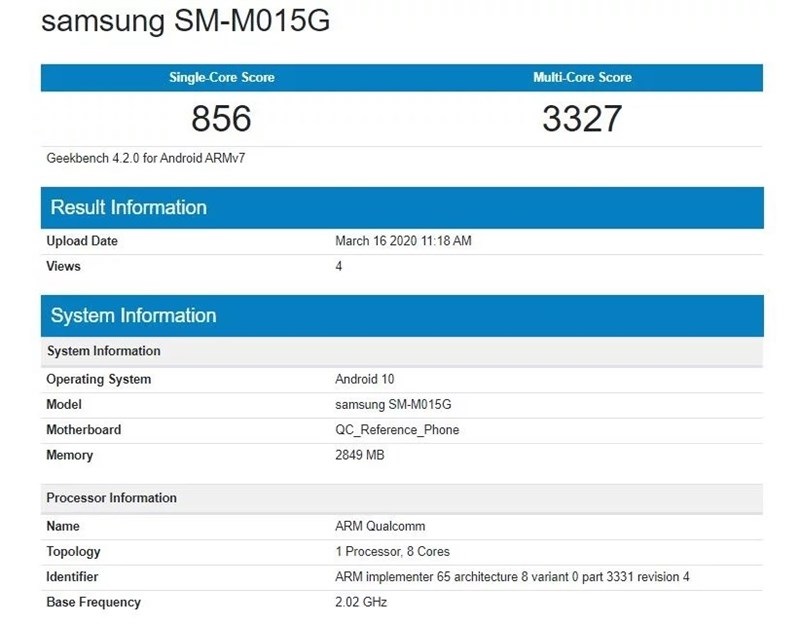 Samsung Galaxy M01 with Android 10 certified by the Wi-Fi Alliance