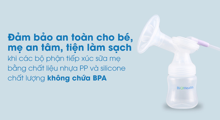 Máy hút sữa được làm từ vật liệu an toàn, không BPA