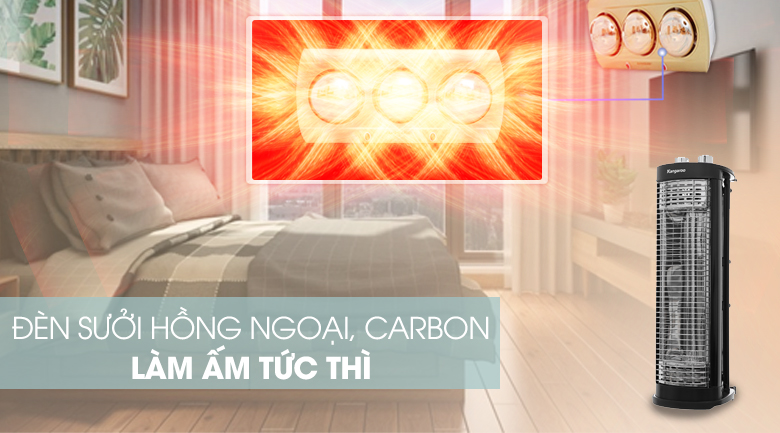 Các tiện ích cần có của đèn sưởi > Đèn hồng ngoại, đèn carbon làm ấm tức thì