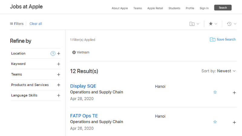 Apple đăng tin tuyển dụng tại Hà Nội và TP.HCM