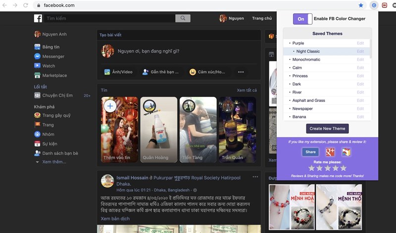 đổi màu facebook