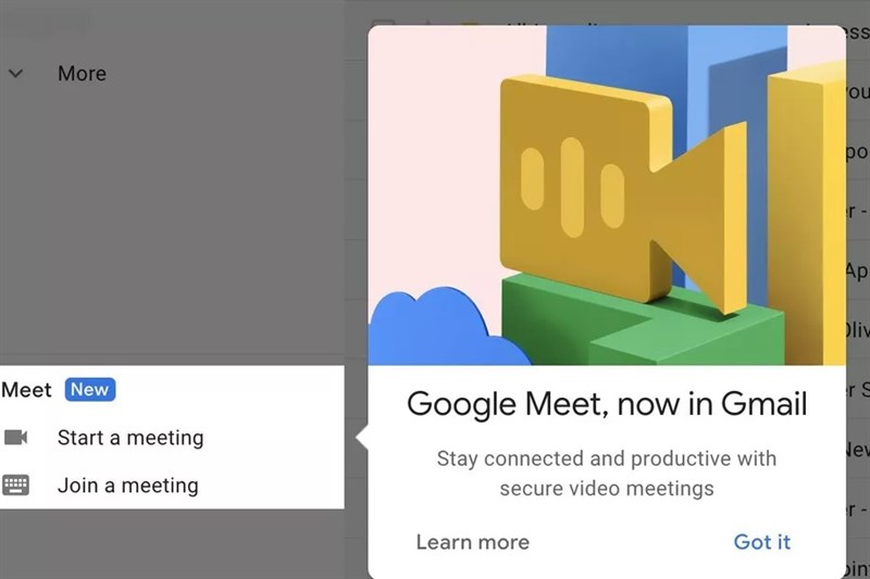 Google Meet pop-up