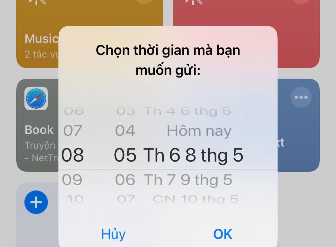 chỉnh thời gian gửi