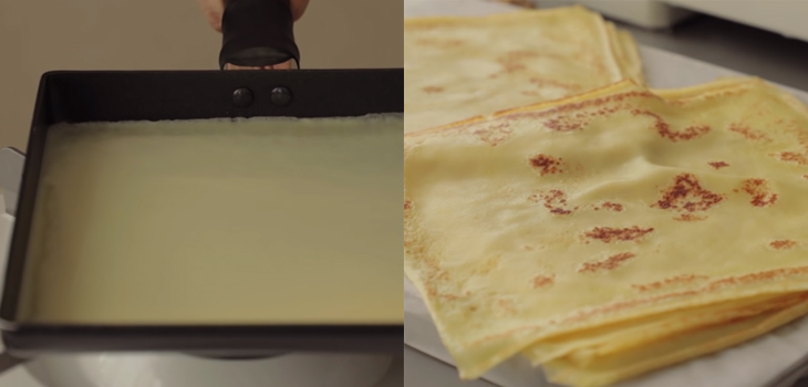 Bước 2 Rán bánh Bánh Crepe xoài ngàn lớp