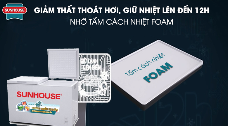 Lớp foam trên tủ đông