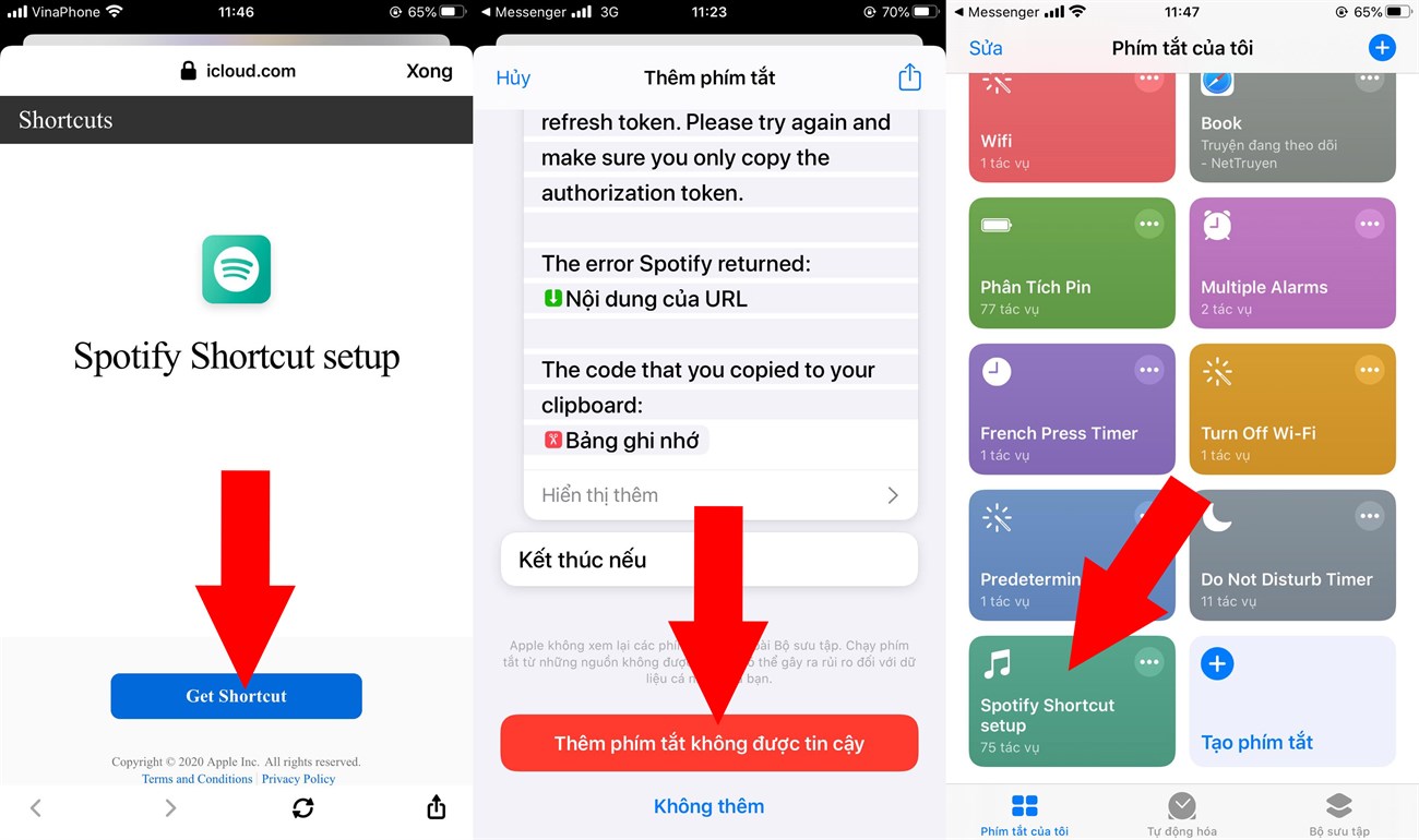 Hướng dẫn cách thêm và sử dụng Siri Shortcuts trên Spotify > cài đặt Spotify Shortcut