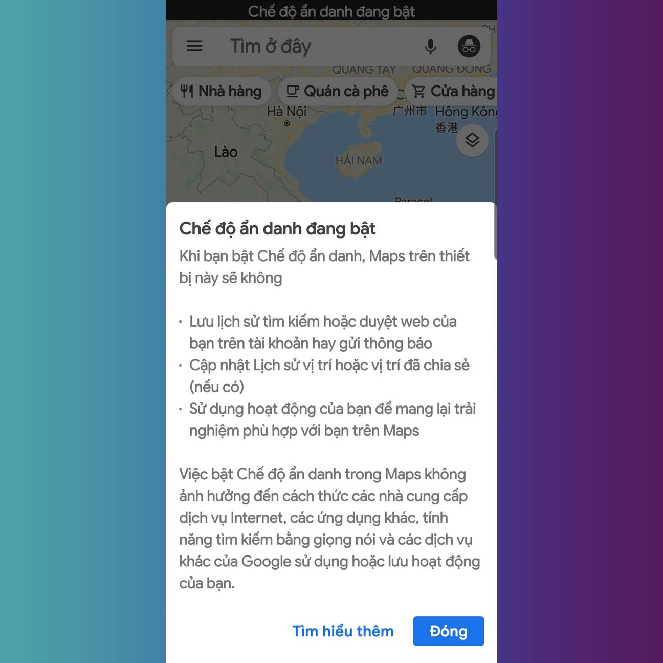 Chế độ ẩn danh trên Google Maps