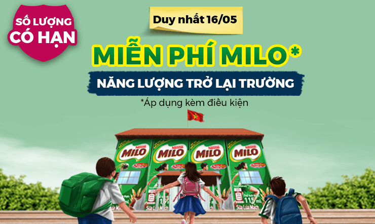 Miễn phí Milo tiếp thêm năng lượng trở lại trường