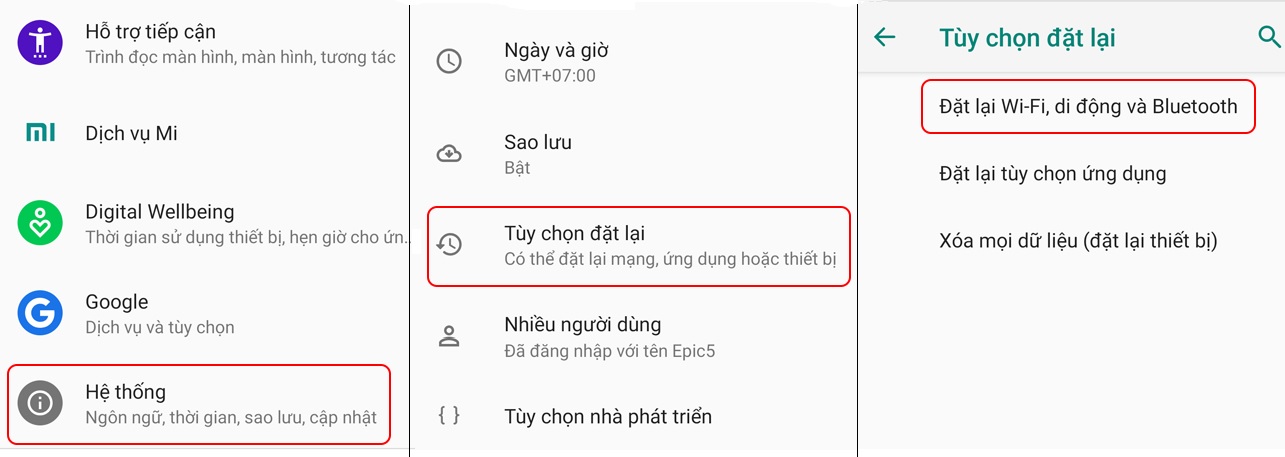 Đối với Android