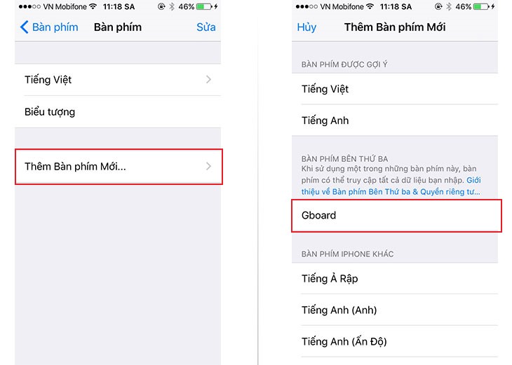 Cách dịch ngôn ngữ trực tiếp trên bàn phím iPhone cực đơn giản > Thiết lập Gboard