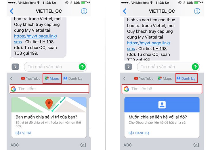 Cách dịch ngôn ngữ trực tiếp trên bàn phím iPhone cực đơn giản > Gboard hỗ trợ tìm kiếm Maps