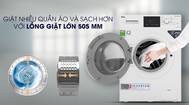 Tăng cường khả năng giặt sạch với lồng giặt 505 mm