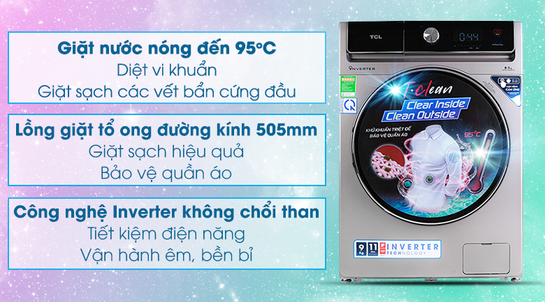 Tổng quan các dòng sản phẩm của TCL ra mắt năm 2020 > Dòng máy giặt cửa trước -King Series 