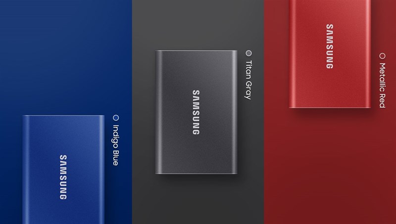 Samsung SSD T7 có ba tùy chọn màu sắc